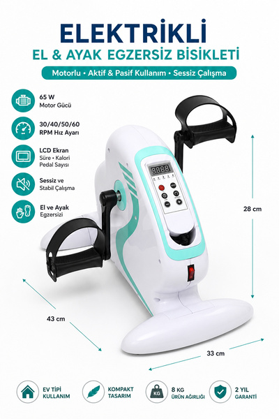 MAXİ TAGESAN Ev Tipi Elektrikli Egzersiz Bisikleti, Motorlu El Kol Ayak Egzer...