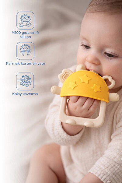 Babyjem Crabby Silicone Teether with Holding Ring Yellow