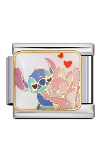 Lovecharm Stitch ve Lilo Figürlü İtalyan Charm – İtalyan Bileklik Uyumlu