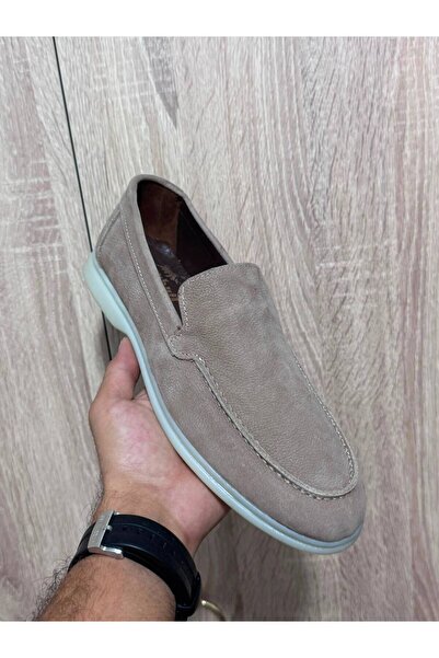 Greyybull Shoes Μπεζ δερμάτινα ανδρικά loafer παπούτσια από nubuck