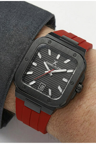 Daniel Klein Premium Dark Red Silicone Band Watch for Men DK.1.14143-6