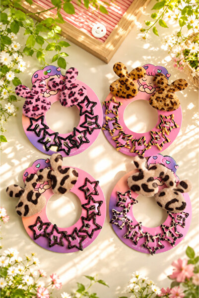Nisankids 6-Piece Leopard Patterned Star Snap Buckle Set, 2 Leopard Snap Buckles