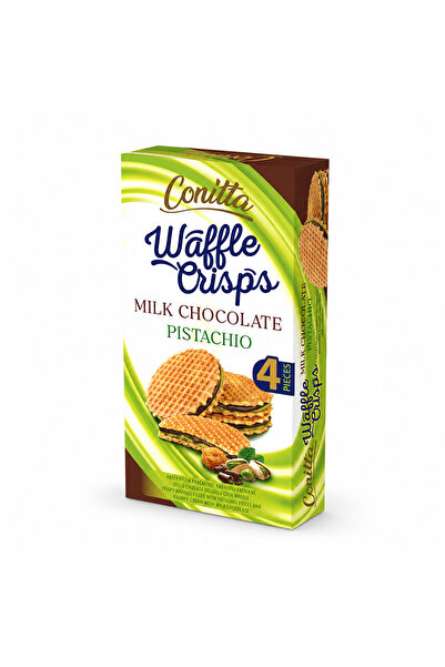 CONİTTA Waffle Crisps Antep Fıstıklı Sütlü Çikolatalı Gofret 100 Gr. (1 Paket)