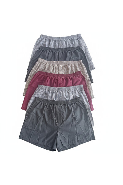 BONBON Men's 6-Pack Mixed Color Woven Fabric Boxer 001-005 0070-No:5Bb2652