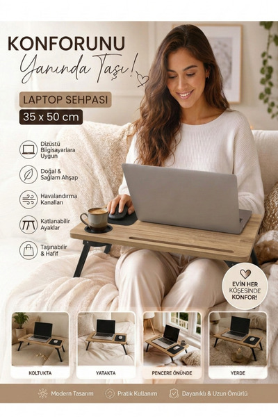 Wooden Factory Sklopivi stalak za laptop – moderan i praktičan stol za doruča...