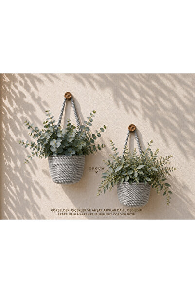 ÖRGÜM Sepet Dekoratif 2 Adet Mini Çiçeklik 12x10 Cm (BİTKİLER DAHİL DEĞİLDİR)