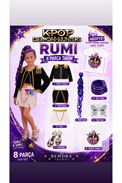 bemora kids kpop rumi huntrix rumi iblis avcıları kostüm etek ceket büstiyer ...