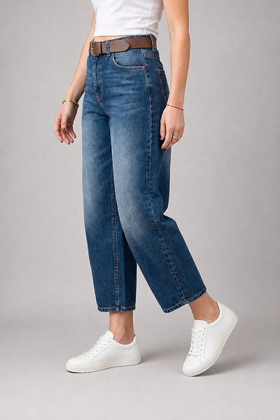 Trendrift Store Yüksek Bel Baggy Jean Kot Pantolon Kahve Tint- Rahat Kesim De...