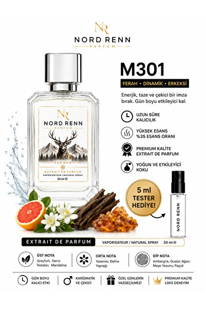 NORD RENN M301-İnvictus Muadili-Sportif ve Karizmatik-Kalıcı Koku-Erkek Parfü...