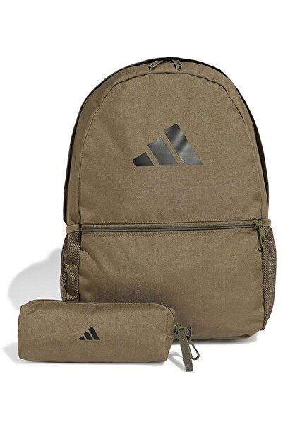 adidas Classic Backpack Set Jd3092 Bag with Pen Holder Unisex Backpack Khaki