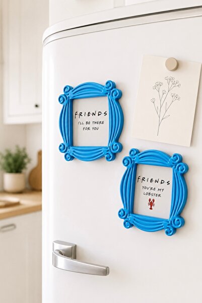 Satürn Atölye Friends Monica El Yapımı Seramik Magnet Çerçeve 2'li Mavi