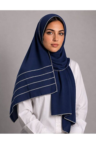 Veil Designer Boal Kehali Japanese Fabric, Two Layers, Silver Trim on Both En...
