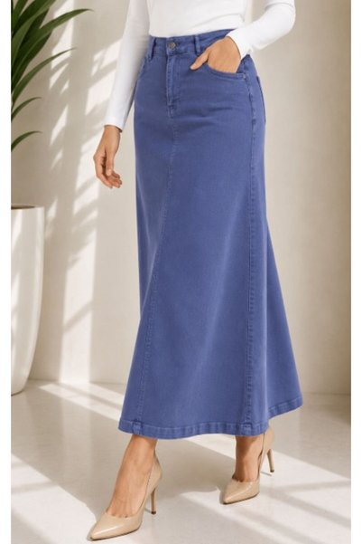 vl vellichor Medium Size Lycra Gabardine Skirt Antique Navy Blue