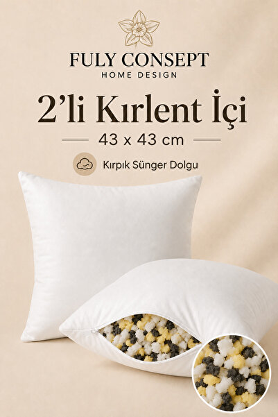Fuly Consept Home Design 2'li Kırlent İçi 43x43 cm Kırpık Sünger Dolgulu