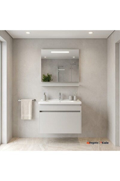 KALE Idea 2.0 80 Cm Parlak Beyaz Tek Çekmeceli Banyo Dolabı Takımı