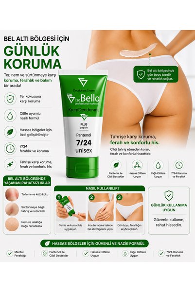 BY UTAH LİSA BELLA Ter Önleyici Krem Deodorant 50 ml – Terleme Önleyici, 7 Gün Etkili, Hassas Ciltler İçin Unisex, Panthenol Destekli 4 lü set