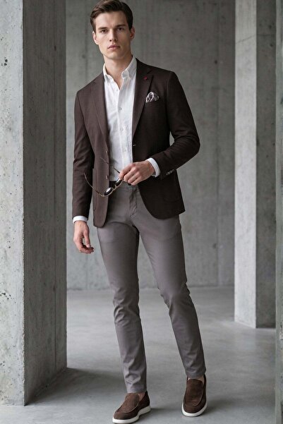 İmza Brown 6 Drop Slim Fit Cotton Jacket 1002260126