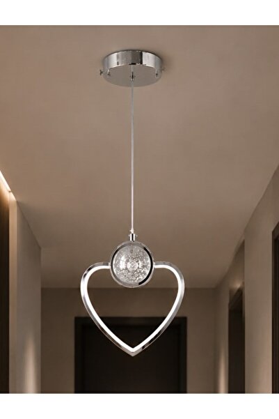 EY-EL TASARIM TEKLİ KALP 3 RENK MODLU KRİSTAL TAŞLI LEDLİ SARKIT AVİZE