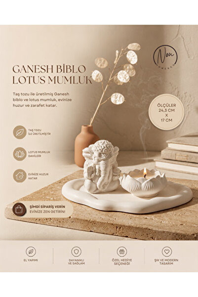 Nou Home Ganesh Biblo Lotus Mumluk Seti – Meditasyon Yoga Dekoru – Takı / Yüz...