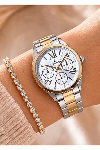 Daniel Klein Yellow Silver Color - Original - Women's Wristwatch - with Brace...
