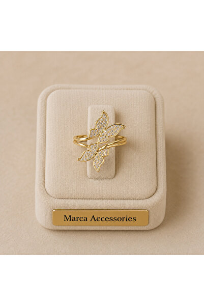 Marca Accessories Çift Kelebek Gold Yüzük