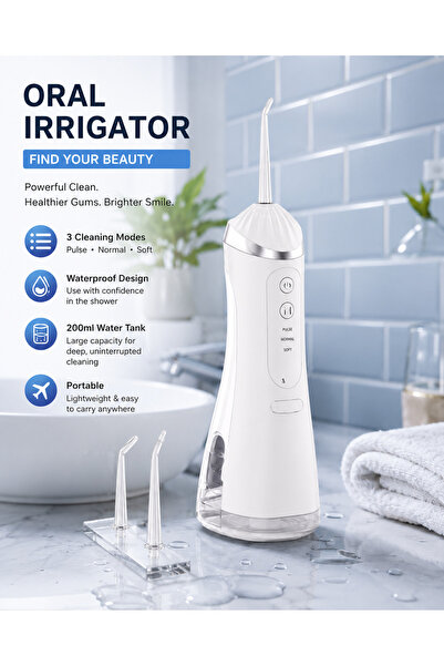 EasyLife Portable Oral Irrigator Water Flosser Water Pick (White)– 3 Cleaning...