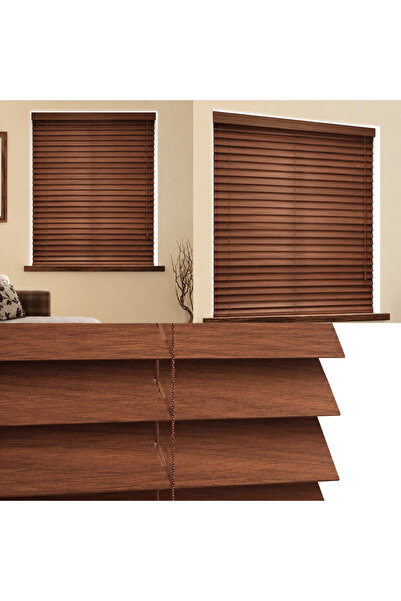Y&S YS PERDE TASARIM Wooden Blinds Premium Doğal Ahşap Jaluzi Perde 50mm,Alüm...