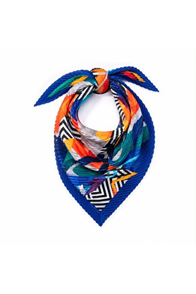 Axesoire 13741-1 Mix Desenli Çok Renkli Piliseli Kadın Saten Fular 50x50 cm B...