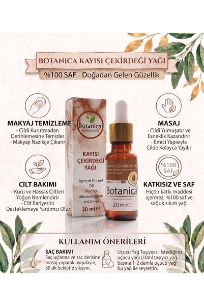 botanica 100% Pure Cold Pressed Apricot Kernel Oil 20 ml – Brightening & Revitalizing Intensive Skin Care Oil with Vitamins a & E