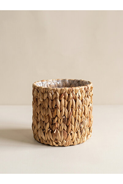 ELZEY HOME Hasır Içi Poşetli Dekoratif Saksılık & Sepet M 21x18cm Naturel
