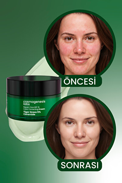 Cosmogenesis Labs Ton Eşitleyici Tiger Grass Cica Krem 15ml - Bariyer Onarıcı Nemlendirici SPF 15 Koruma Vegan