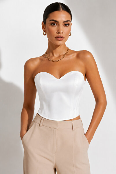 FİYPER Corset alb din satin pentru femei