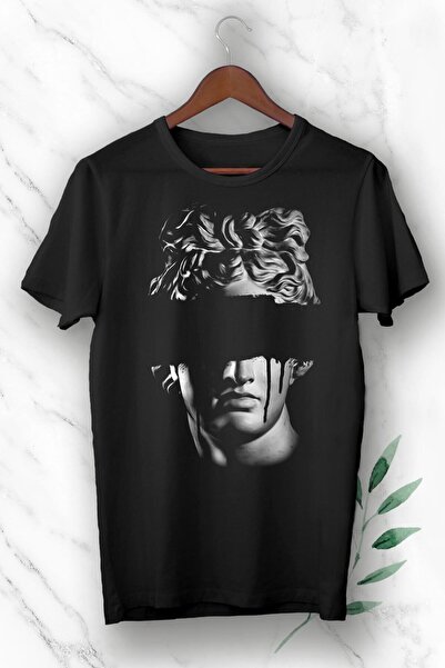 perseusshopping Μπλουζάκι Unisex Mythology με στάμπα μαύρου αγάλματος