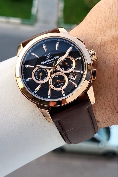 Daniel Klein Case Rose Cord Brown Color 43 mm Internal Indicators Active Men'...