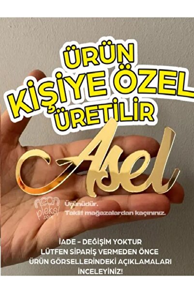 KESİTA TASARIM Pleksi İsim Etiket 12x5 cm Kendinden Yapışkanlı Süs ( 1 Adet )