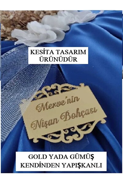 KESİTA TASARIM Pleksi Nişan - Gelin - Damat Bohçası Yazısı Isme Özel Gold-Güm...