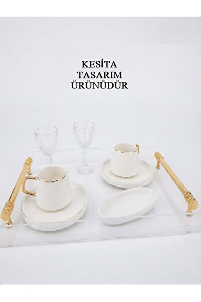 KESİTA TASARIM صينية تقديم الشاي/القهوة/الحلويات/الخطوبة بمقابض من البليكسي (...