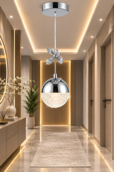 EY-EL TASARIM TEKLİ DESENLİ TOP KROM 3 RENK MODLU KRİSTAL DESEN TAŞLI LEDLİ S...