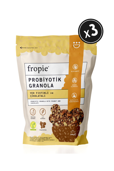 FROPİE Probiyotik Granola - Yer Fıstığı & Çikolata 200 gr x 3 Adet