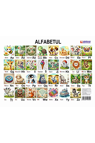 Arhi Design Tablă alfabetică A4 din carton lăcuită UV
