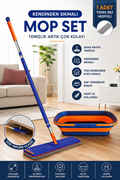 Yıldızhane Kendinden Sıkmalı Tekerli Kovalı Mop Seti - Kendinden Sıkmalı Mop ...