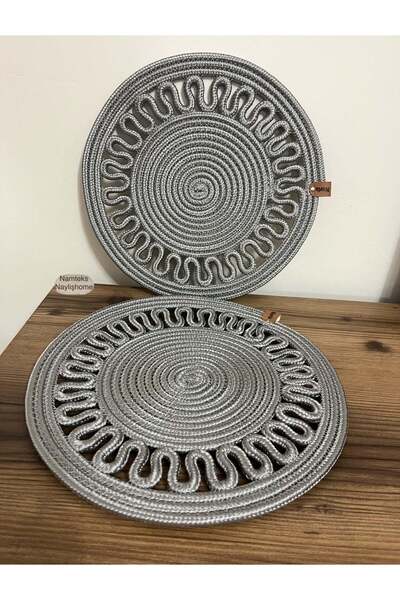Namteks 2 Pieces Jute, Wicker, American Placemat, Tableware Set, Plate Mat, Runner, Bread Basket, Tricot Placemat
