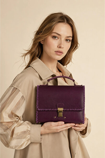 BUENO Purple Leather Women's Handbag
