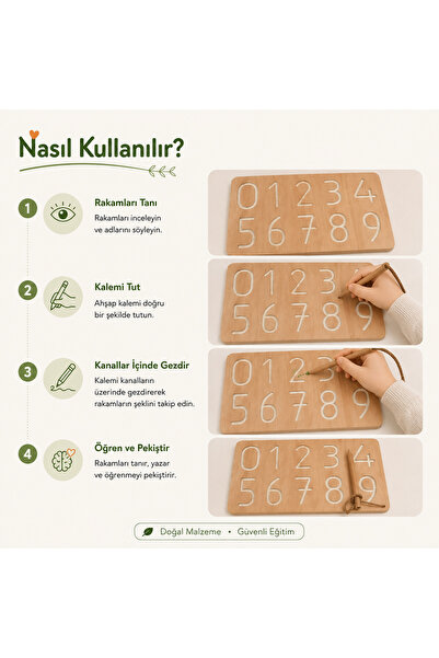 Montessori Gemisi Montessori İz Tablası Rakamlar | Ahşap İz Tablası | Rakam İ...