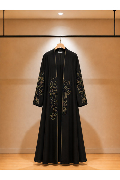 Generic Black Ceramic Abaya with Blazer and Cowl Cut - Comfortable for Work and Occasions