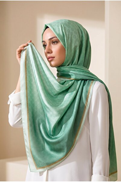 Vissona %100 Saf İpek Şal İnce Saten Vual Dokuma Degradeli Ve Monogram Desenl...