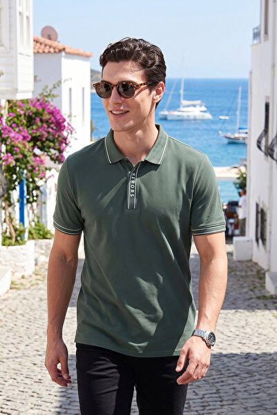 Buratti Pamuklu Regular Fit Yarım Fermuarlı Polo T Shirt Erkek POLO YAKA T SH...