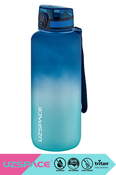 Uzspace 1500ml Mega Size Soft Touch Double Color Motivational Tritan Water Bo...