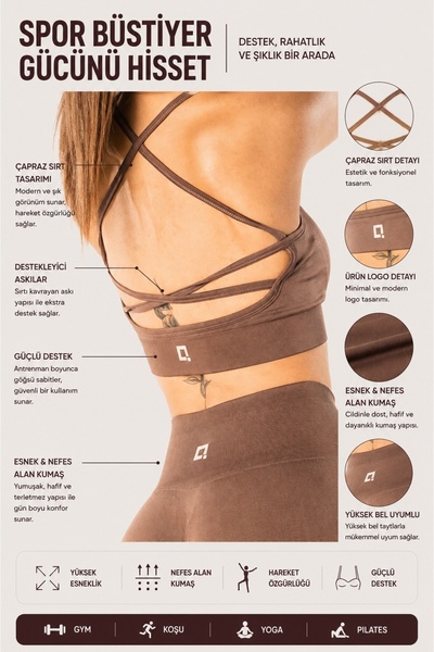HARSFIT حمالة صدر رياضية نسائية بنية اللون بدون خياطة، حمالة صدر رياضية للياق...