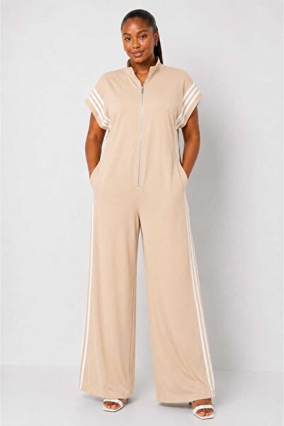HANIQA Sleeveless Stripe Detailed Zippered Jumpsuit
